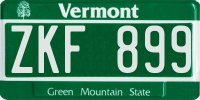VT license plate ZKF899