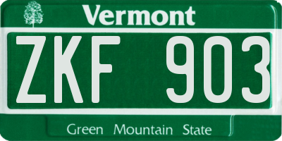 VT license plate ZKF903