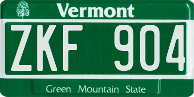 VT license plate ZKF904