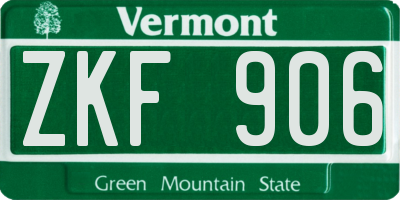 VT license plate ZKF906