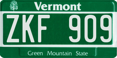 VT license plate ZKF909