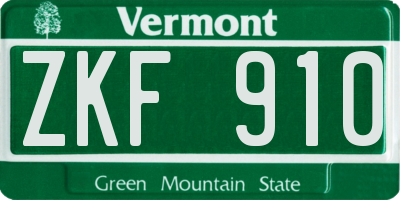 VT license plate ZKF910