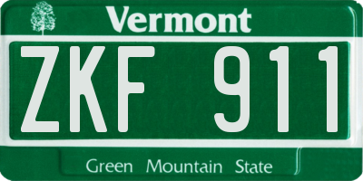 VT license plate ZKF911