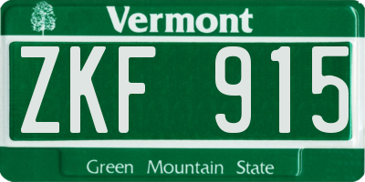 VT license plate ZKF915