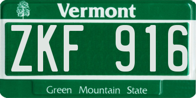 VT license plate ZKF916