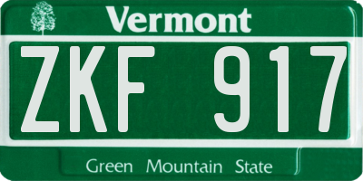 VT license plate ZKF917