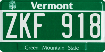 VT license plate ZKF918