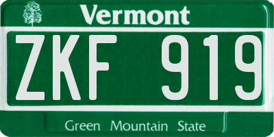 VT license plate ZKF919