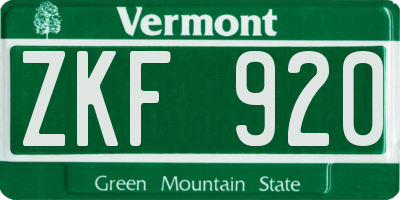 VT license plate ZKF920