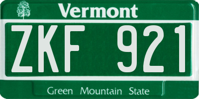 VT license plate ZKF921