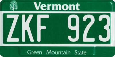 VT license plate ZKF923