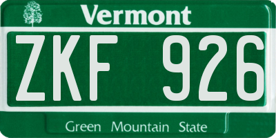 VT license plate ZKF926