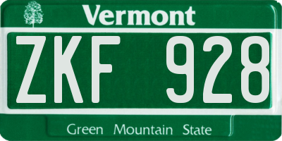 VT license plate ZKF928