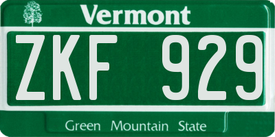 VT license plate ZKF929