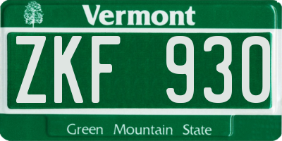 VT license plate ZKF930