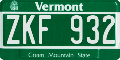 VT license plate ZKF932