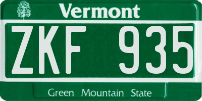 VT license plate ZKF935