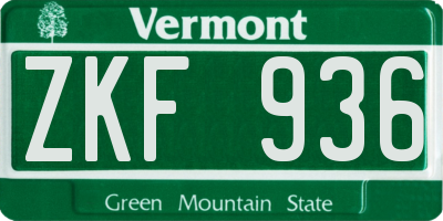 VT license plate ZKF936