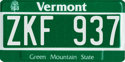 VT license plate ZKF937
