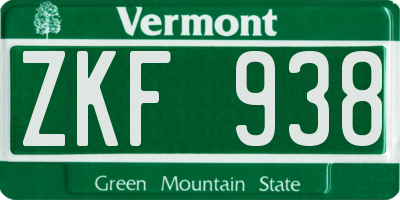 VT license plate ZKF938