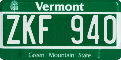 VT license plate ZKF940