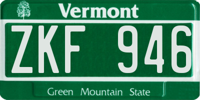 VT license plate ZKF946