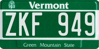 VT license plate ZKF949