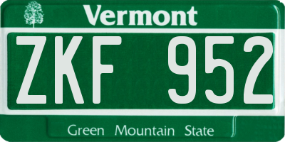 VT license plate ZKF952
