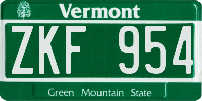 VT license plate ZKF954