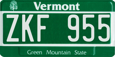 VT license plate ZKF955