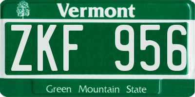 VT license plate ZKF956