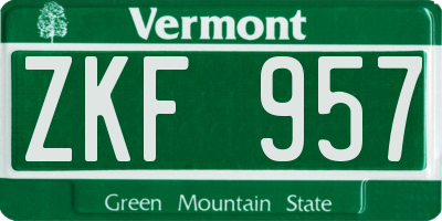 VT license plate ZKF957