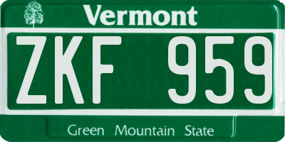 VT license plate ZKF959
