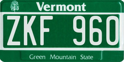 VT license plate ZKF960