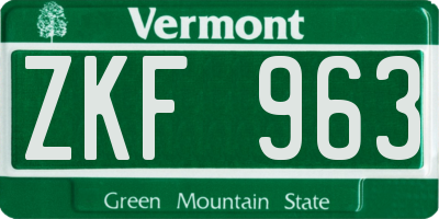 VT license plate ZKF963