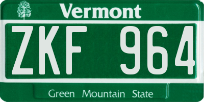 VT license plate ZKF964