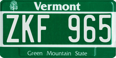 VT license plate ZKF965