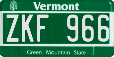 VT license plate ZKF966