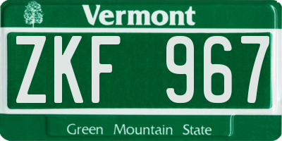 VT license plate ZKF967