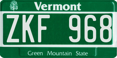 VT license plate ZKF968