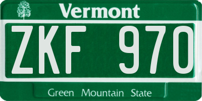 VT license plate ZKF970