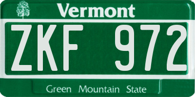 VT license plate ZKF972