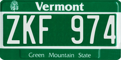 VT license plate ZKF974