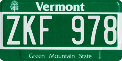 VT license plate ZKF978