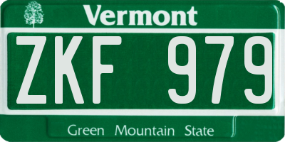 VT license plate ZKF979