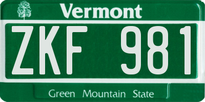 VT license plate ZKF981