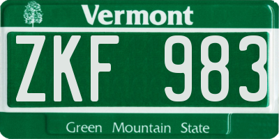 VT license plate ZKF983