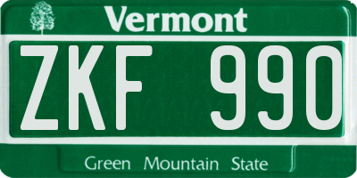 VT license plate ZKF990