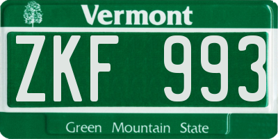 VT license plate ZKF993
