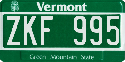 VT license plate ZKF995